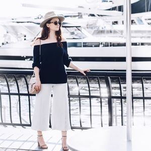 White cropped culottes